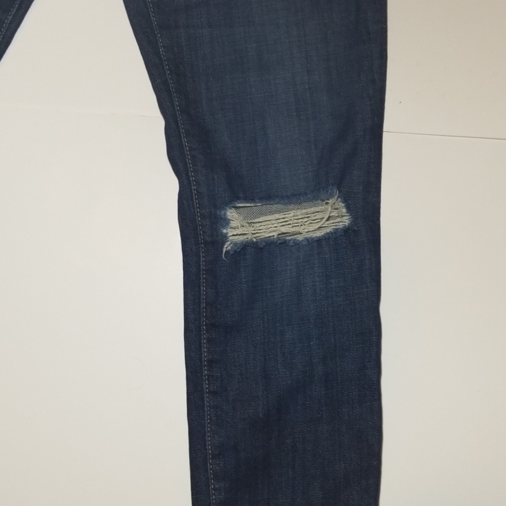 Current Elliott The Stiletto Dark Blue Distressed Jeans Size 26 - Picture 3 of 6